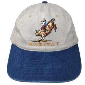 HeadShot Baseball Cap Beige Blue One Size Cotton Bull Rider Rodeo Habitat Hat